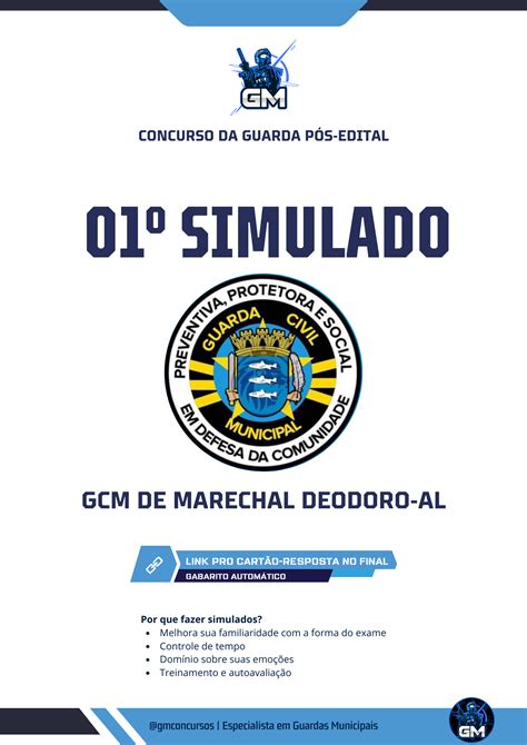 5 Simulados Da Guarda Civil Municipal De Marechal Deodoro AL GM