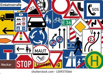 Seamless Pattern Road Signs Funny Design Stock Vector Royalty Free