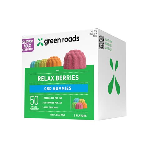 GREEN ROADS CBD GUMMIES RELAX BERRIES 1500MG 30CT JAR Empire Smoke