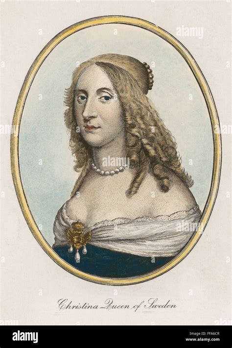 Christina 1626 1689 Nqueen Of Sweden 1632 1654 Colored Engraving