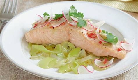 Yuzu Salmon With Buttered Leeks Recipe Berries Recipes Salmon