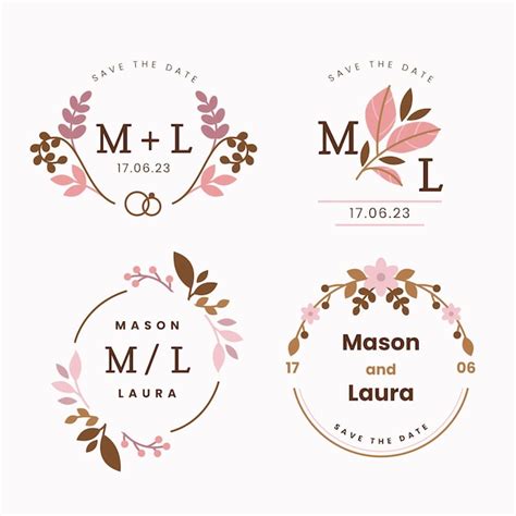 Free Vector | Floral wedding template logo design