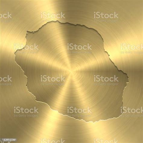 Reunion Map On Gold Background Circular Brushed Metal Texture