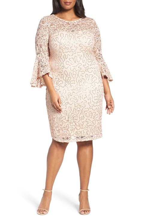 Marina Sequin Lace Bell Sleeve Dress Nordstrom Plus Size Wedding