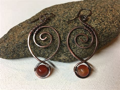 Boho Copper Spiral Earrings Etsy