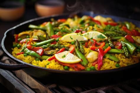 Premium Photo An Explosion Of Colors And Aromas This Vegetable Paella