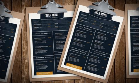 Free Beer Menu Template For Photoshop Illustrator Brandpacks In Adobe