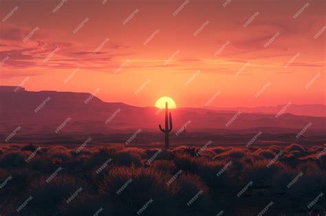 Premium Photo | Magnificent desert sunset with the silhouette of a