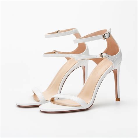 3 Inch strappy white heel sandals - Super X Studio