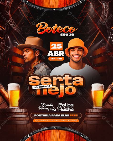 Flyer Boteco seu Zé no Boteco Sertanejo Ricardo Rocha Felipe Rocha