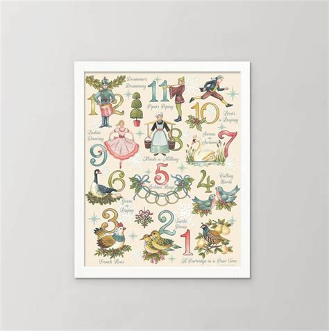 Twelve Days Of Christmas Print From Original Artwork Nostalgic Old