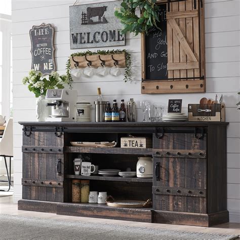 Okd 75 Sideboard Buffet Cabinet With Storage Farmhouse Tv Stand W Sliding Barn