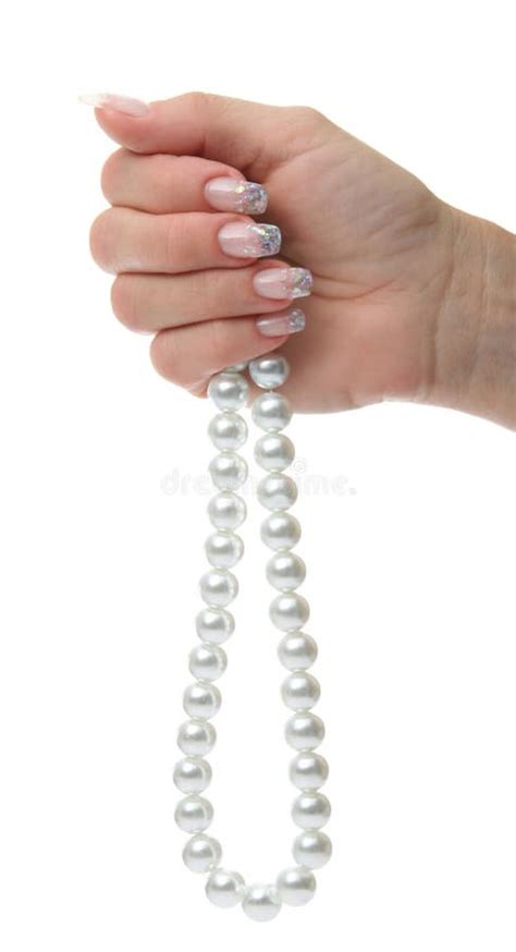 Woman Hand Holding Pearl Jewelery Stock Image Image Of Fingers Gift