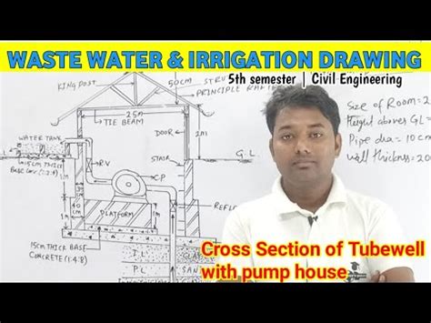 cross section  tubewell  pump house waste water