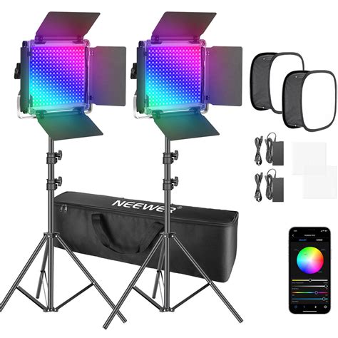 Neewer PRO RGB530 LED Video 2 Light And Softbox Kit 10098307 B H