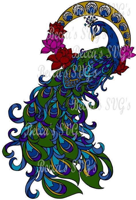 Stunning Beautiful Peacock Svg Cuttable File 8 Color