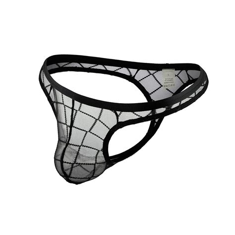 Gay Thong Underwear Sheer Mesh GString Briefs Sexy Lingerie T Back Low Rise Panties Comfortable