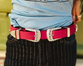 Hot Pink Leather Waist Belt With Large Round Buckle Boho Soft Genuine