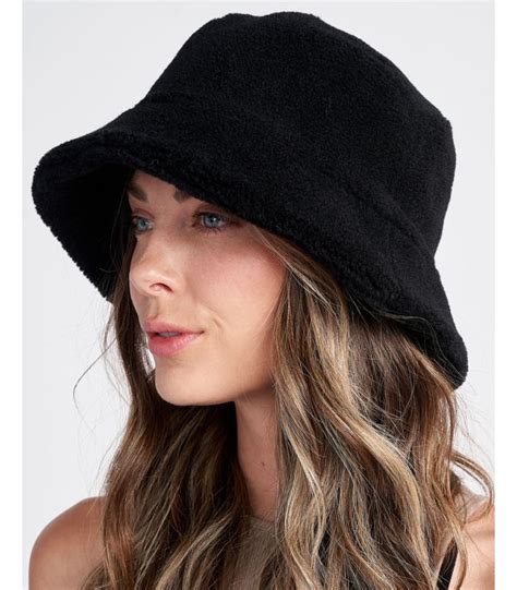 Wool Bucket Hat In Black Women S Hats Sheepskin Town