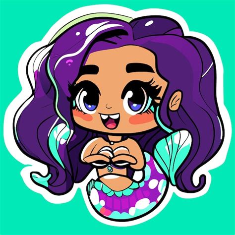 Linda Princesa Sereia Menina Chibi Kawaii M O Desenhada Desenho Animado