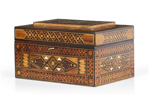 Syrian Intricately Inlaid Wood And Mother Of Pearl Jewelry Box