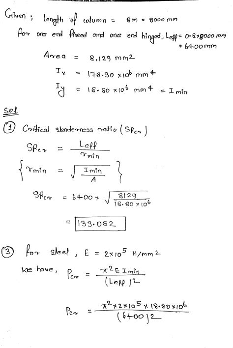 Solved An 8 M Long Steel Column Is Pinned At The Top And Fixed At The