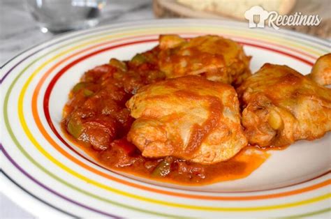 Pollo Guisado Con Pimientos En Salsa De Tomate Recetinas