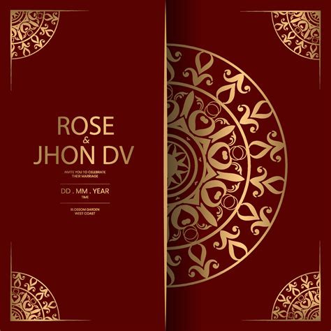 Luxury Mandala Wedding Invitation Card Template With Golden Arabesque