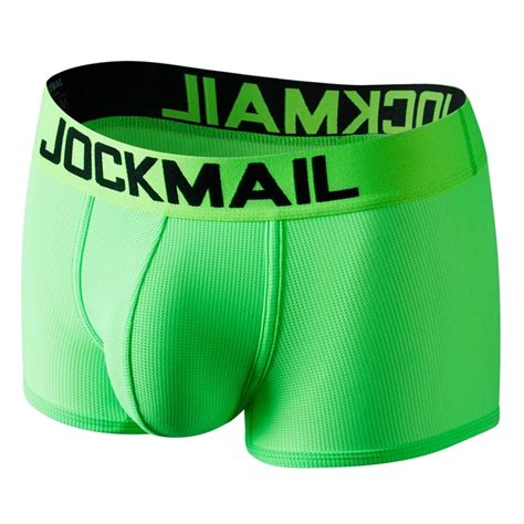 Jockmail Men Underwear Boxer Trunks Mesh Fluorescence Cuecas Hombre Sexy Gay Men S Panties