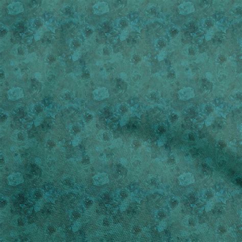 Oneoone Cotton Poplin Teal Green Fabric Abstract Floral Sewing Fabric