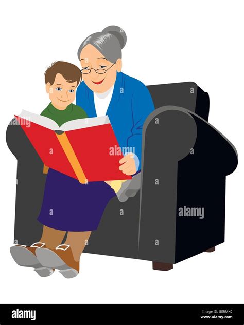 Grandmother Reading A Story To Her Grandson Stock Vector Image And Art