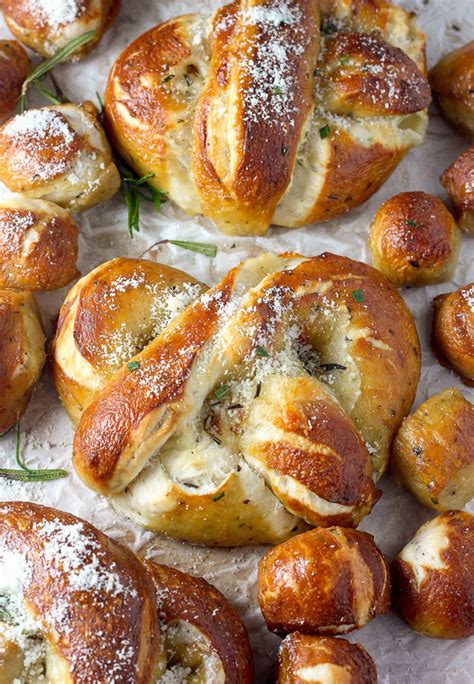 Mozzarella Stuffed Rosemary And Parmesan Soft Pretzels Baker By Nature Pretzel Dough Pretzel