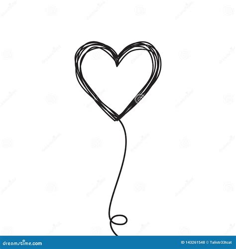 Tangled Scribbled Heart On A String Air Baloon Or Flower Like Stock