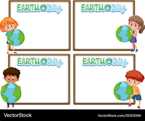 Set Border Frame Template With Earth Day Theme Vector Image