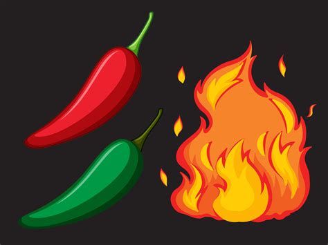 Hot Spicy Chilli And Fire Vector Art At Vecteezy