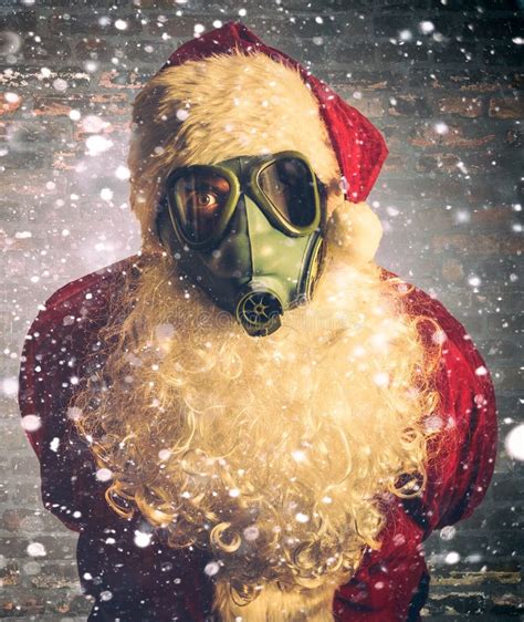 Scary Santa Claus With Gas Mask Stock Image Image Of Beard Claus