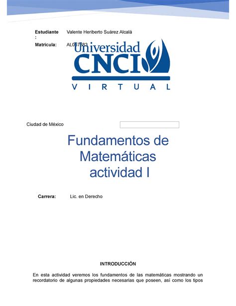 Fundamentos De Matematicas Actividad I Teoria De Las Matematicas