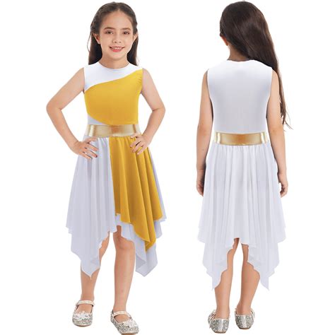 iiniim Kids Girls Liturgical Praise Dance Dress Color Block Sleeveless ...