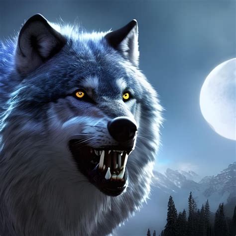 Un Lobo Con Luna Llena De Fondo Foto Premium