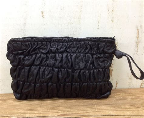 Black Leather Clutch Purse Large Leather Pouch Bag, Evening Bag ...