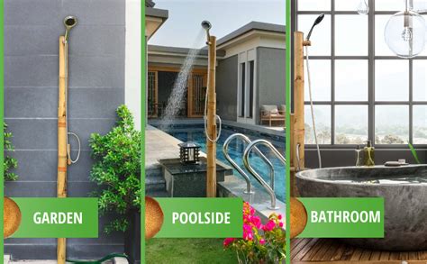 Bamboo Outdoor Shower Tropical Sustainable Natural Bamboo Handmade 7 Ft