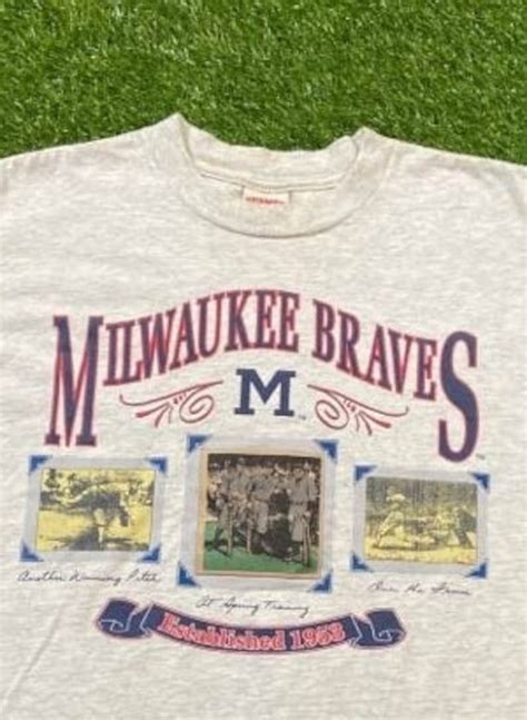 Vintage Milwaukee Braves T Shirt Tee Nutmeg Mills Made Usa Etsy