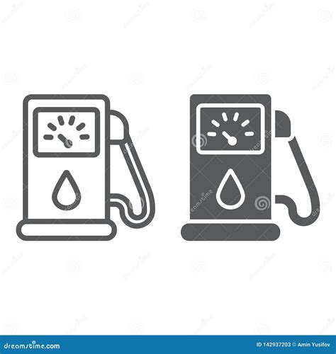 Petrol Line And Glyph Icon Fuel And Gasoline Gas Pump Sign Vector