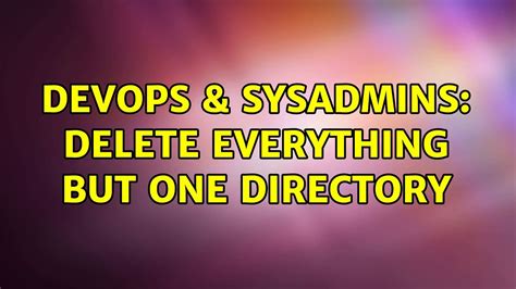 Devops Sysadmins Delete Everything But One Directory Solutions