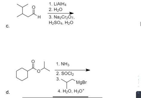 Solved 1 LIAIH4 2 H20 3 Na2Cr207 H2SO4 H20 Η 1 NH3 2 Chegg