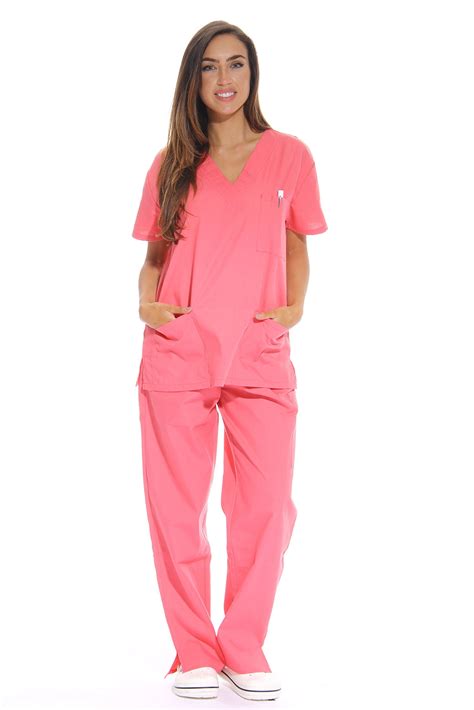 Just Love Womens Nursing Scrub Set Six Pockets V Neck Cargo Pant