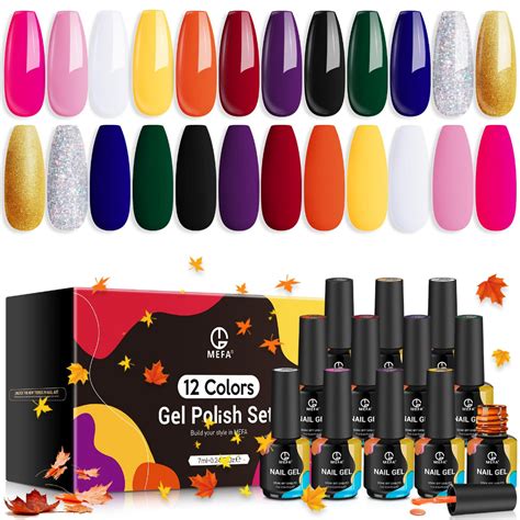 Jual MEFA Gel Nail Polish Set 12 Warna All Seasons Gel Nail Kit Hitam