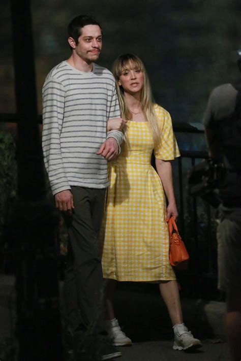 Kaley Cuoco In A Yellow Checked Dress Films A Night Scene With Pete