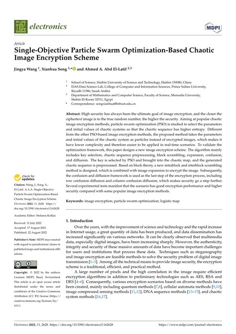 PDF Single Objective Particle Swarm Optimization Based Chaotic Image