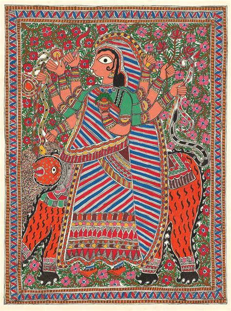 Madhubani Painting Maa Durga Painting By Sarita Devi Saatchi Art